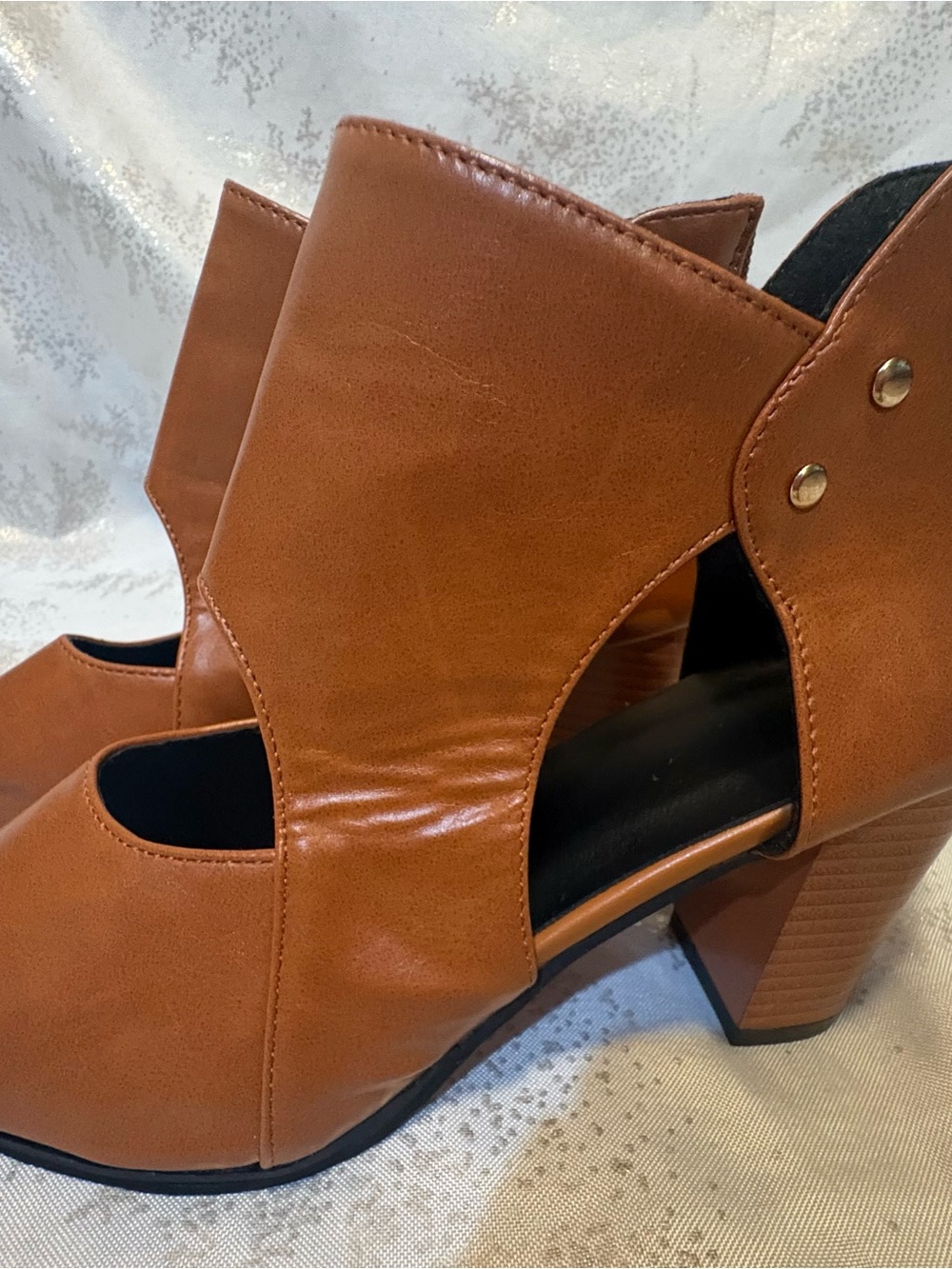 Women's Open-Toe Cutout Ankle Boots - Brown - Picture 4 of 10